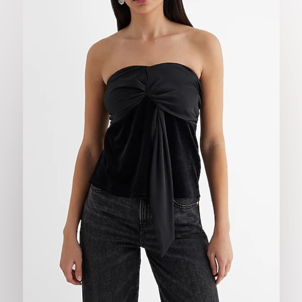 Express Shirt Womens Large Black Velvet Strapless New